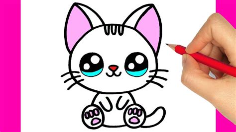 Dibujos fáciles de gatos - Como dibujar un gato en 10 pasos. Dibuja la Nariz Felina: Comienza dibujando una pequeña «V» al revés para la nariz. ¡Es como un pájaro volando al revés! Las Mejillas …
